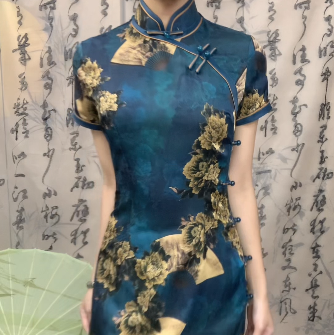 【顾扇】手工高端旗袍夏女2025新款日常复古改良国风连衣裙气质长款