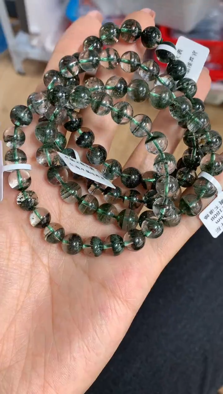 【闪购商品】水晶手链未镶嵌9mm绿幽灵千层手链多样性发其一