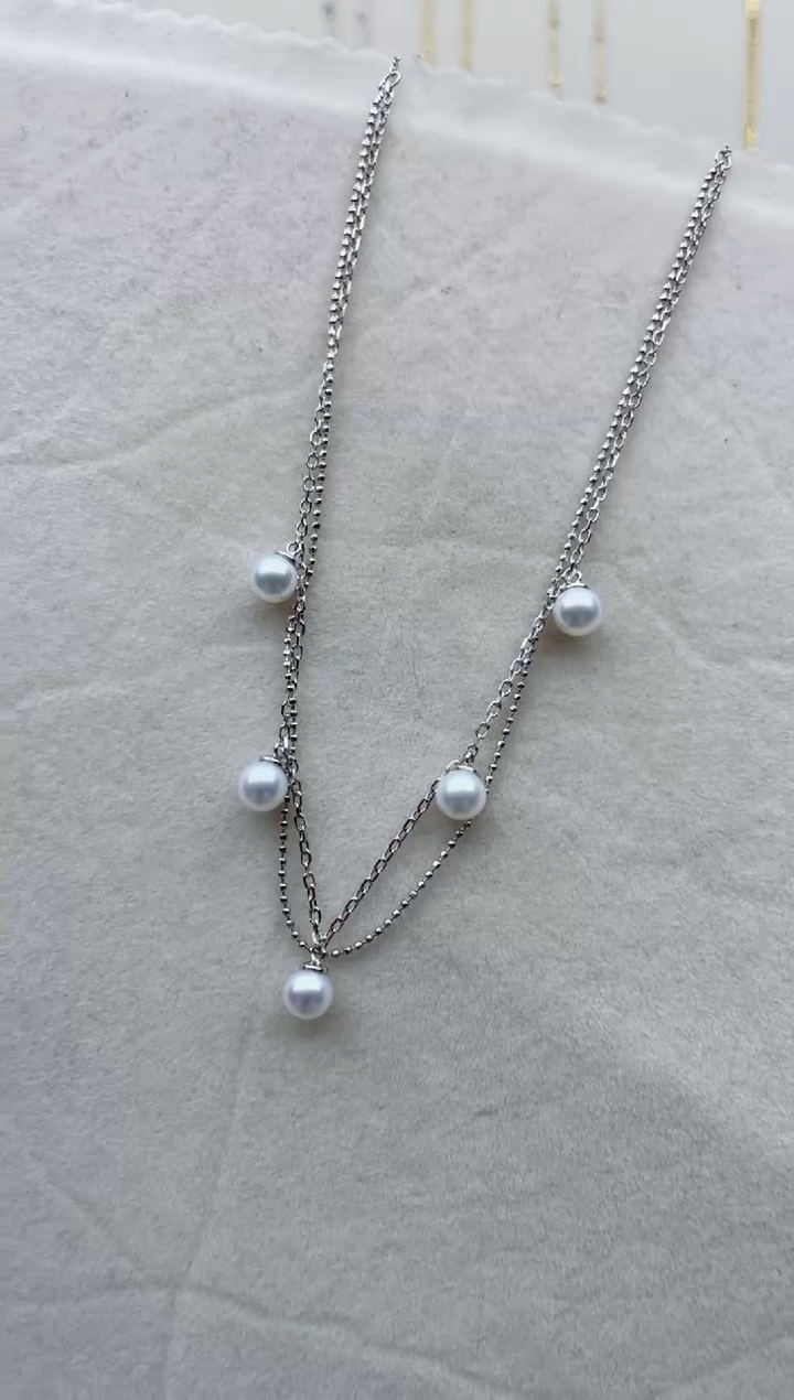 【闪购商品】淡水珍珠套链银S925镶嵌A8