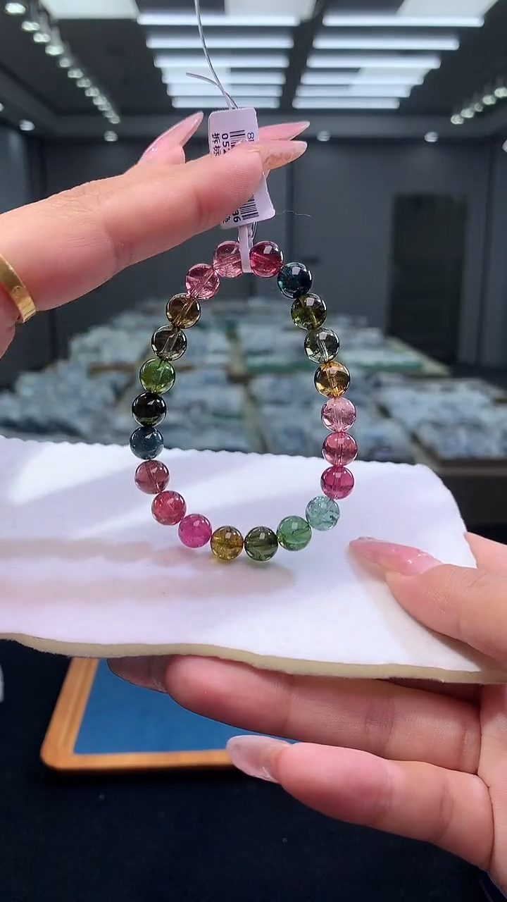 手链未镶嵌碧玺老料彩虹碧玺单圈8D（多样性发一）