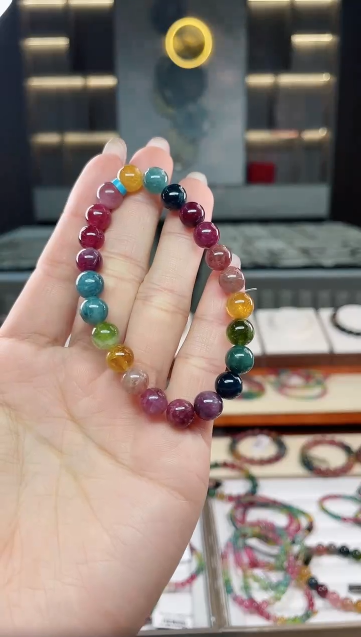 未镶嵌老矿碧玺单圈手串8mm+碧玺（多样性发一条）T