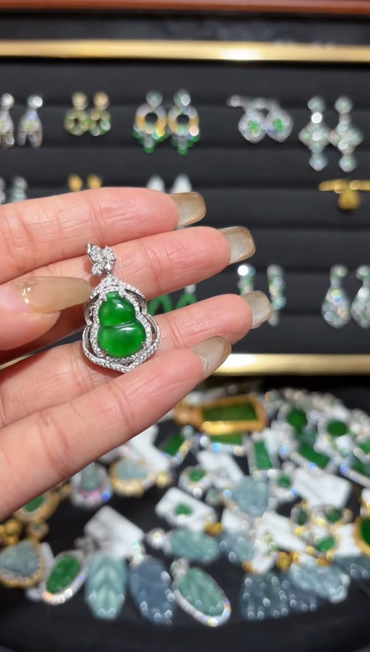 【闪购商品】翡翠颈饰银S925镶嵌葫芦/支持复检/一件