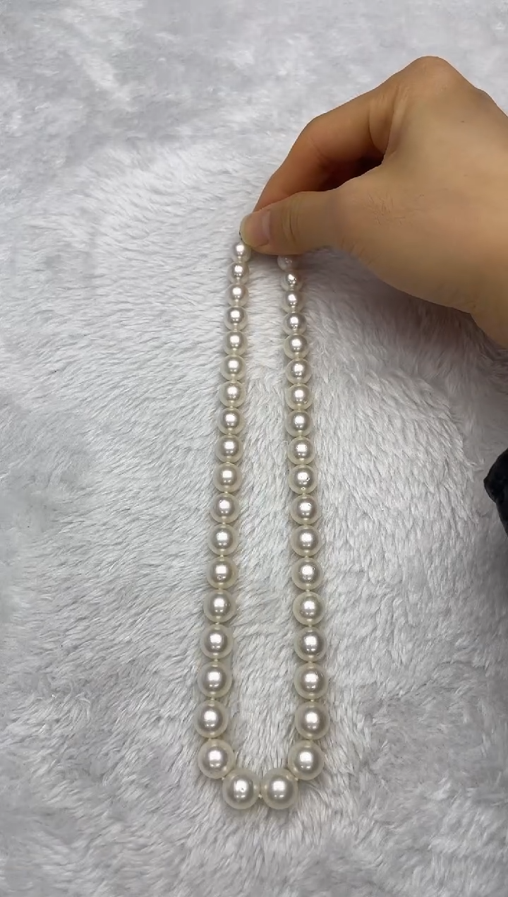 项链银S925镶嵌海水珍珠澳白9-12mm