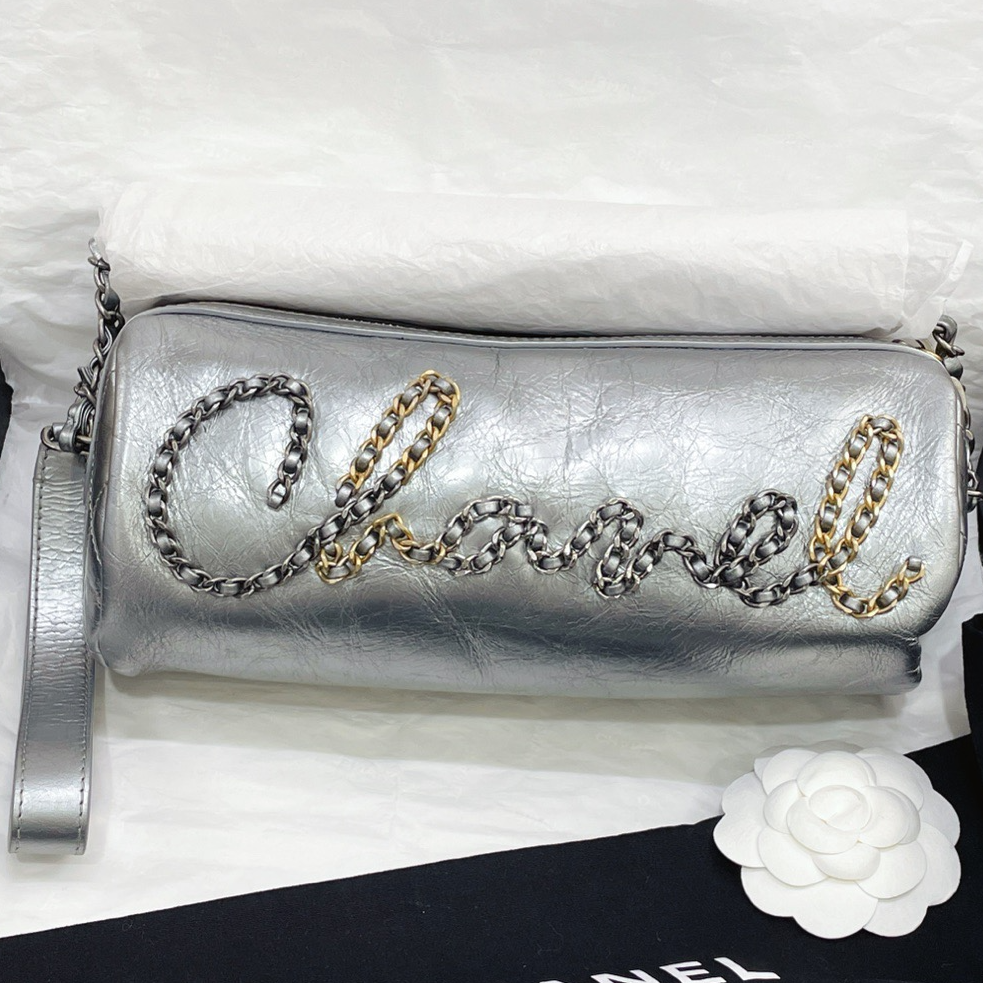 99新 Chanel/香奈儿 银色圆筒包 /7SH40666