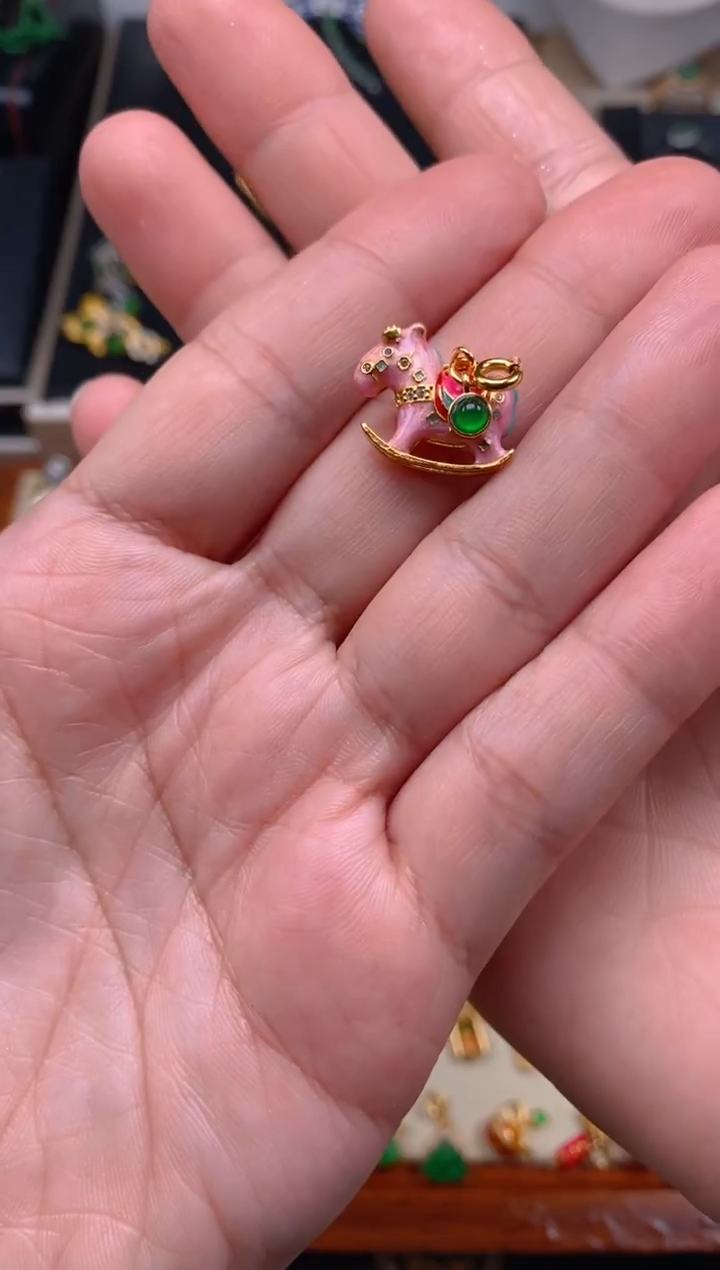 【闪购商品】翡翠吊坠(不含链)银S925镶嵌木马