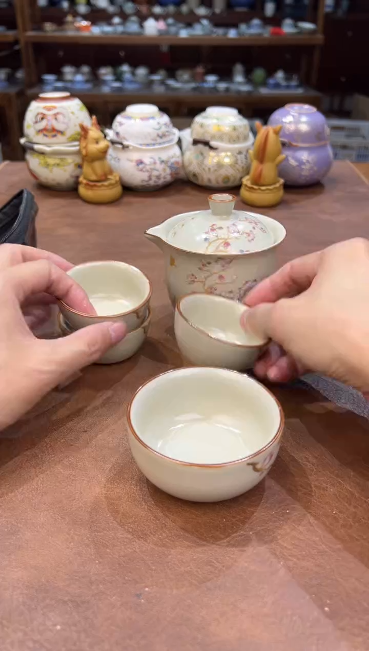 真的很便宜超好看会开片的旅行茶具