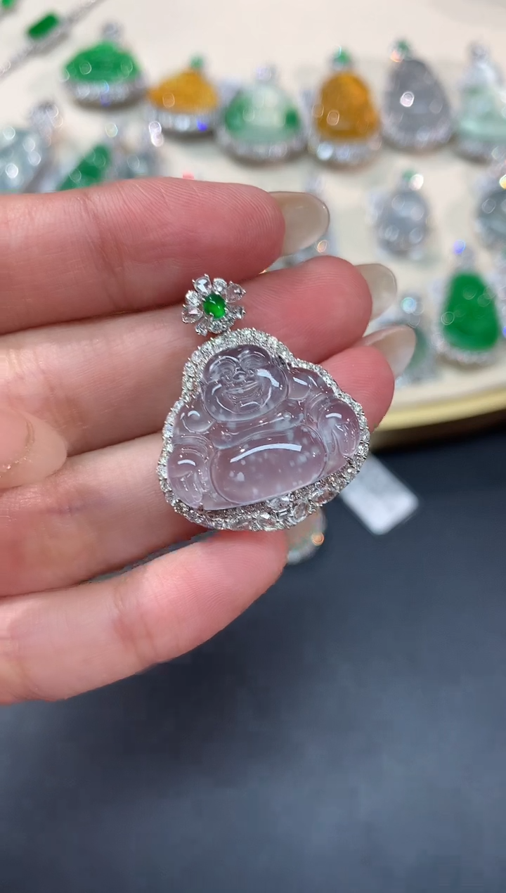 【闪购商品】翡翠吊坠(不含链)18K金镶嵌A76|35000