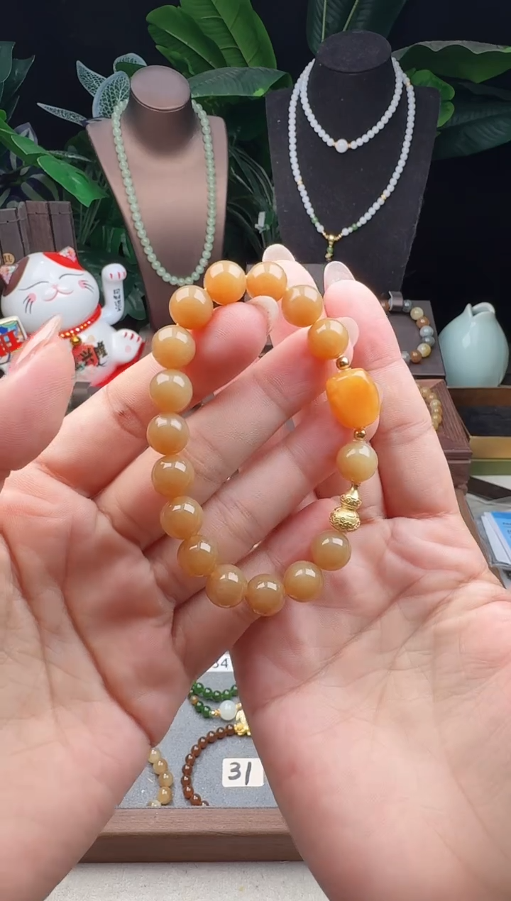 未镶嵌手串和田玉精品10m左右新疆且末糖玉手串