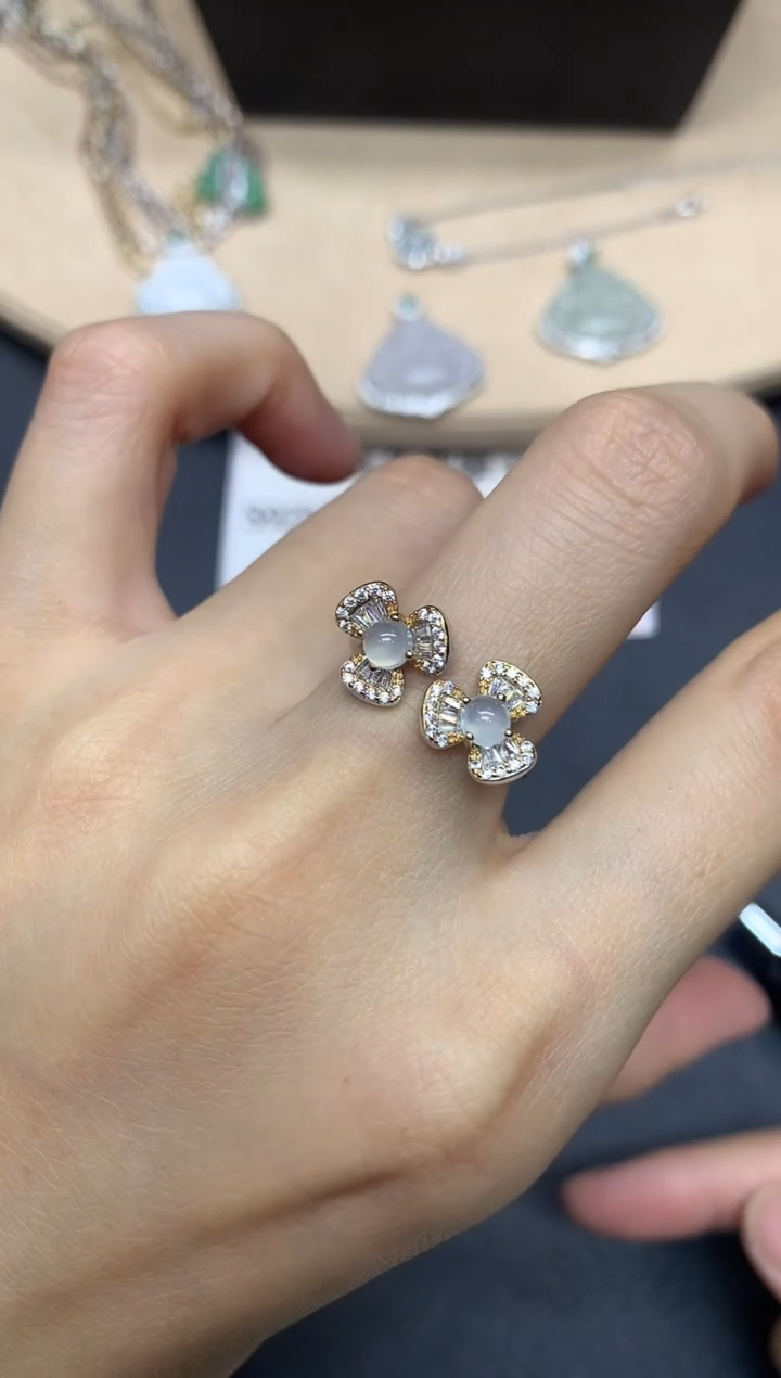 【闪购商品】翡翠戒指银S925镶嵌蛋面【多样性发其一】