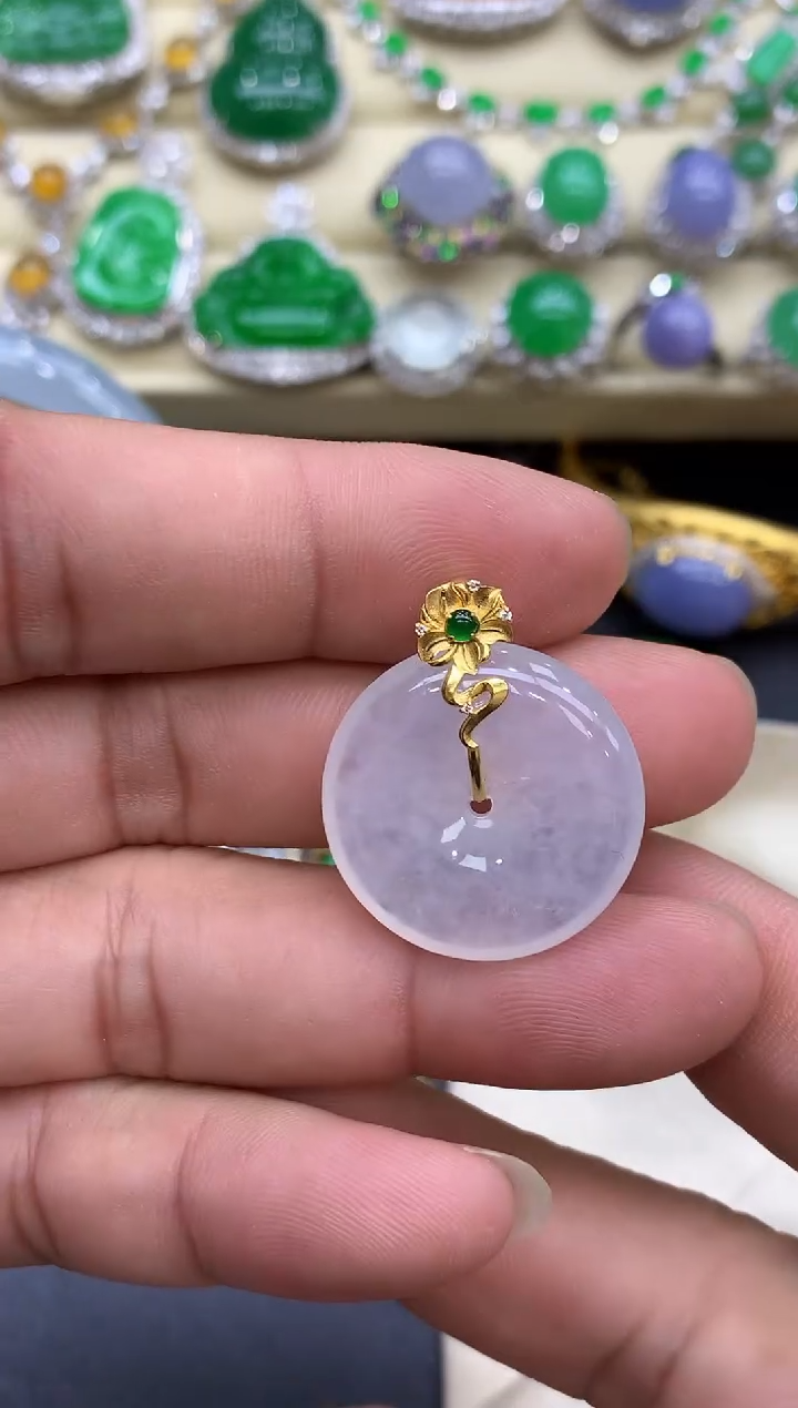 颈饰18K金镶嵌翡翠246-中国好珍宝