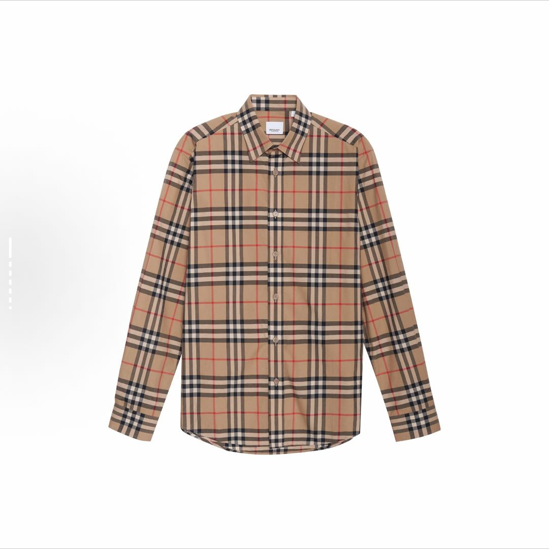 未使用 BURBERRY/博柏利 格纹长袖格子拼色衬衫 jx 8020863
