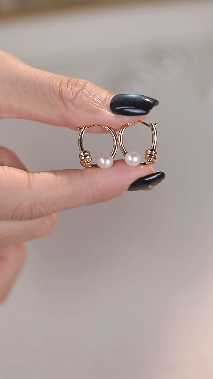 银S925镶嵌耳饰淡水珍珠 【无包装】金色