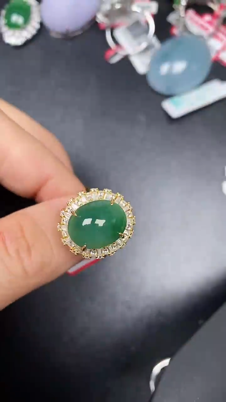 银S925镶嵌戒指翡翠2190