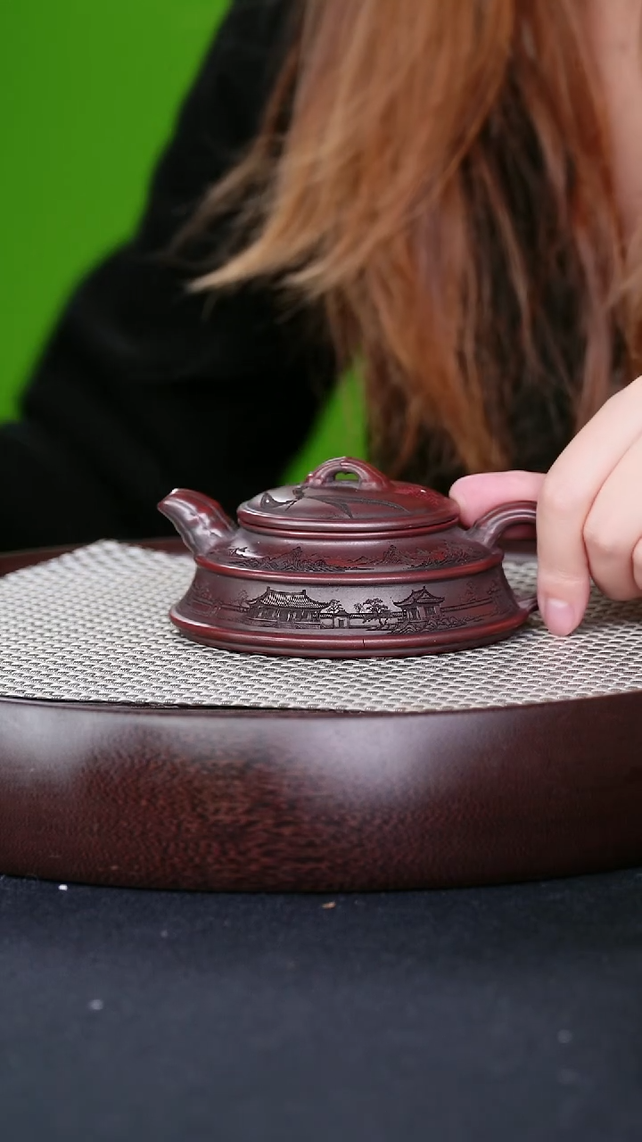 茶壶紫砂宜兴紫砂壶扁竹