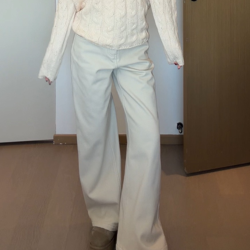 【月光】秋冬加厚中高腰时尚设计师气质牛仔裤女