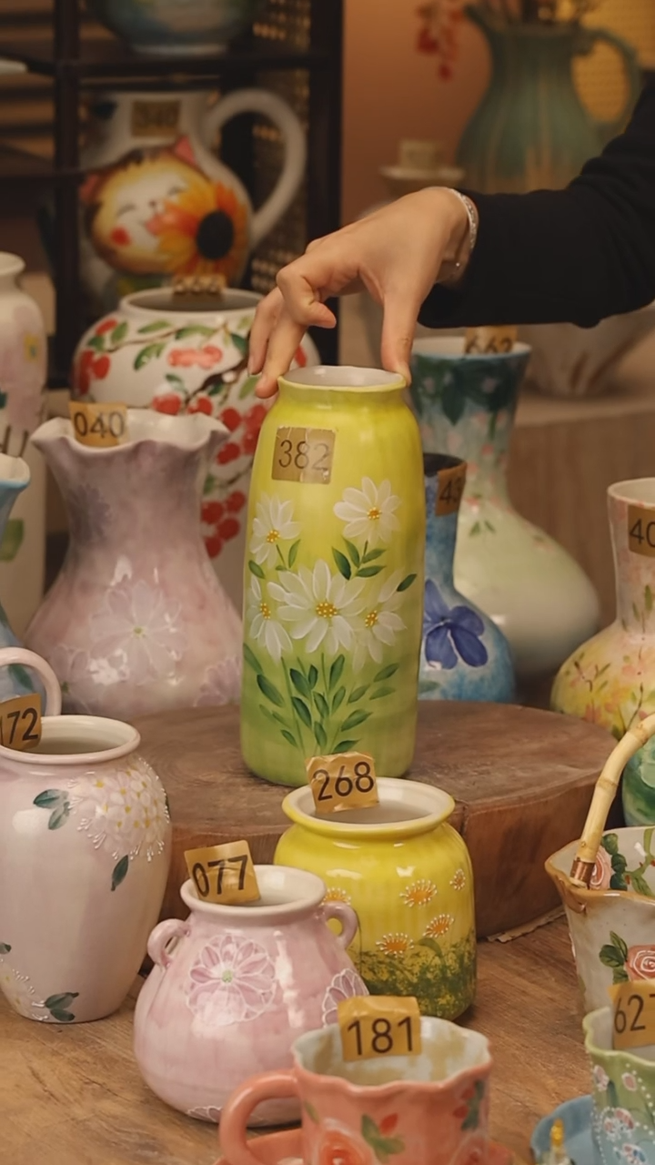 陶瓷景德镇设计师手作花器摆件侘寂风@M382@