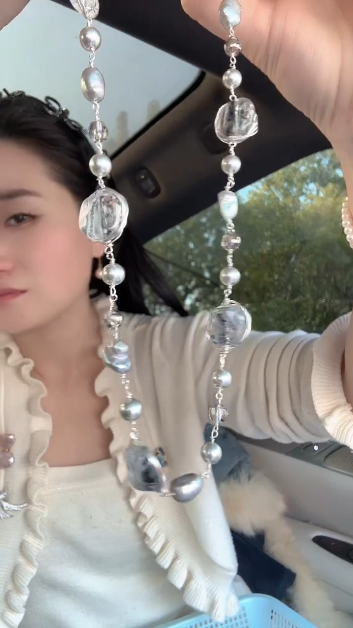 项链未镶嵌淡水珍珠灰月光巴洛克珍珠项链