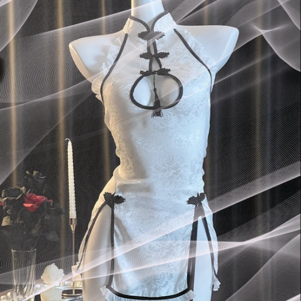 古典情侣内衣新款性感旗镂空岔开辣妹睡衣诱惑中国风情调火辣睡裙