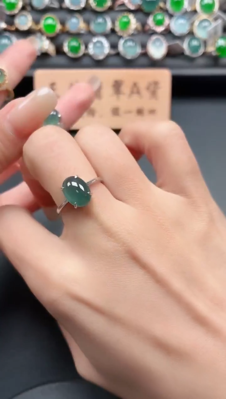 银S925镶嵌戒指翡翠111