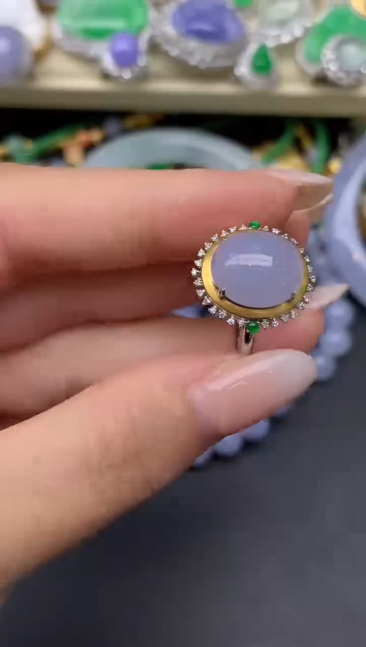 翡翠戒指18K金镶嵌285-七夕珠宝季