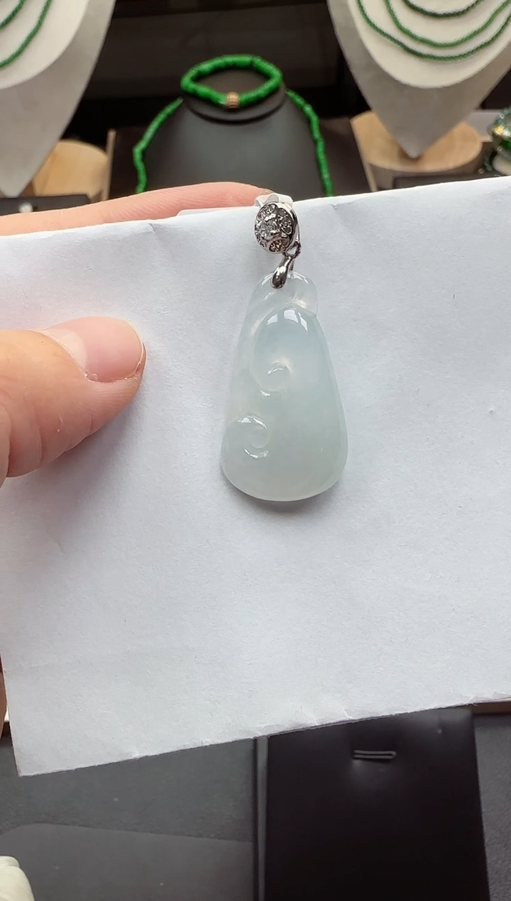 【闪购商品】翡翠吊坠(不含链)银S925镶嵌【海莎一口翠】翡翠挂件1