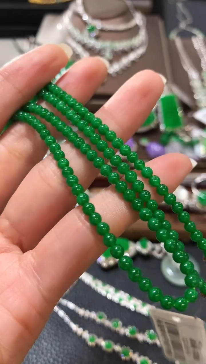 项链18K金镶嵌翡翠美**妈n75