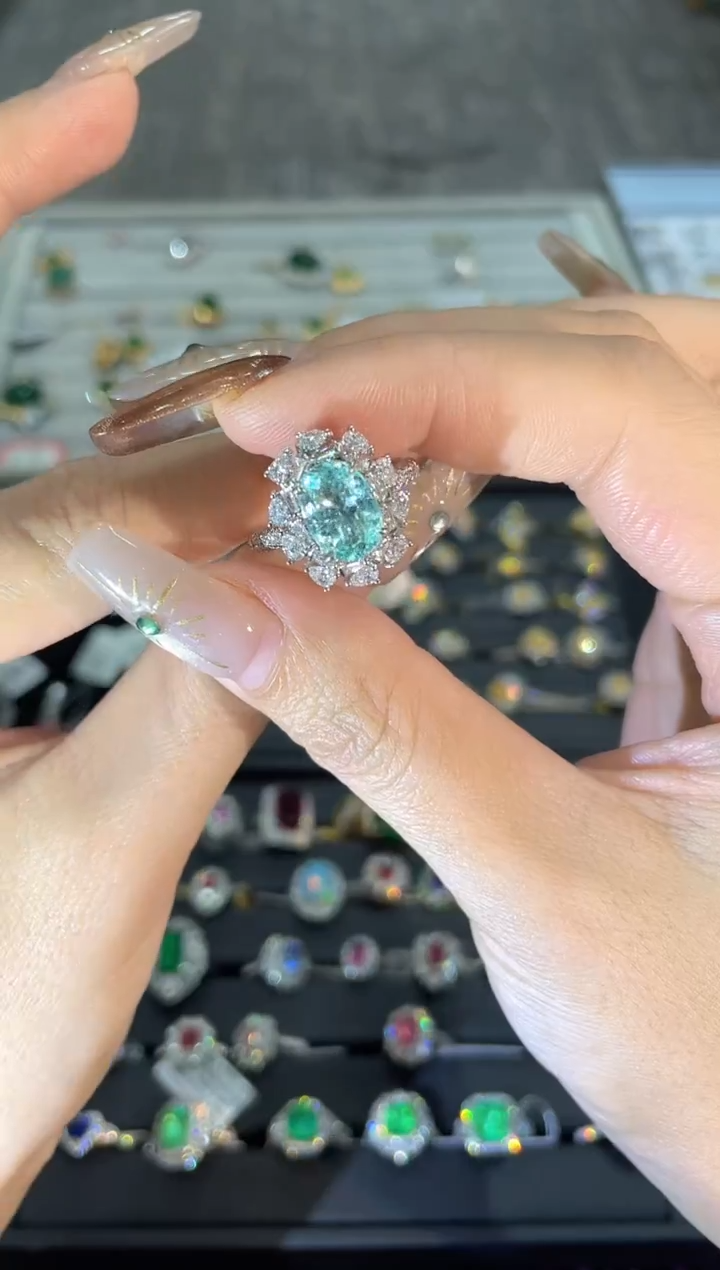 18K金镶嵌戒指帕拉依巴碧玺YB