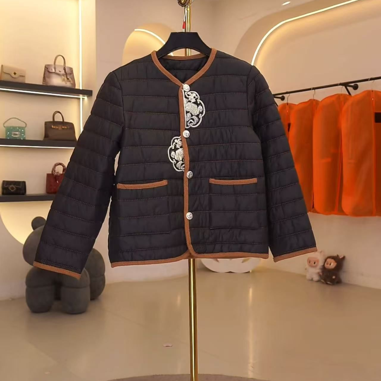 FF3088冬季长款加厚新款韩版宽松棉衣外套百搭保暖