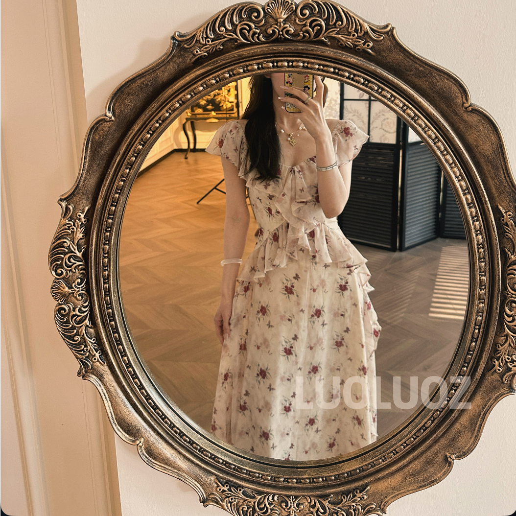 【现货】LUOLUOZ【旧燕归巢】不规则气质收腰女神范长款连衣裙cc071-1
