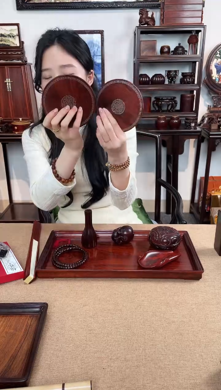 紫檀木类成套家具清**月杯垫两块