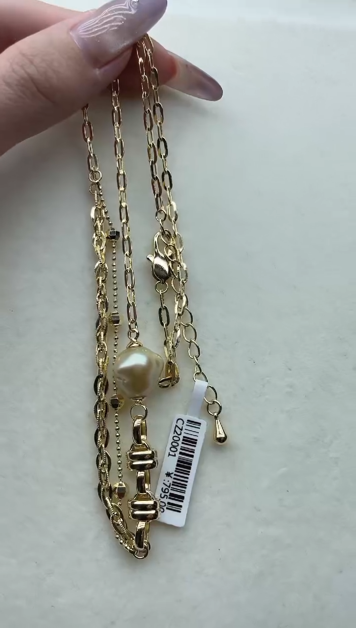 银S925镶嵌海水珍珠套链93