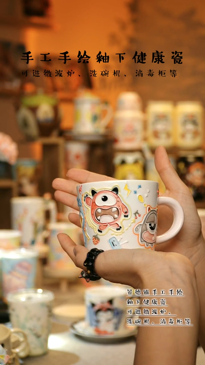 【闪购商品】杯陶瓷景德镇高温釉下彩&W222