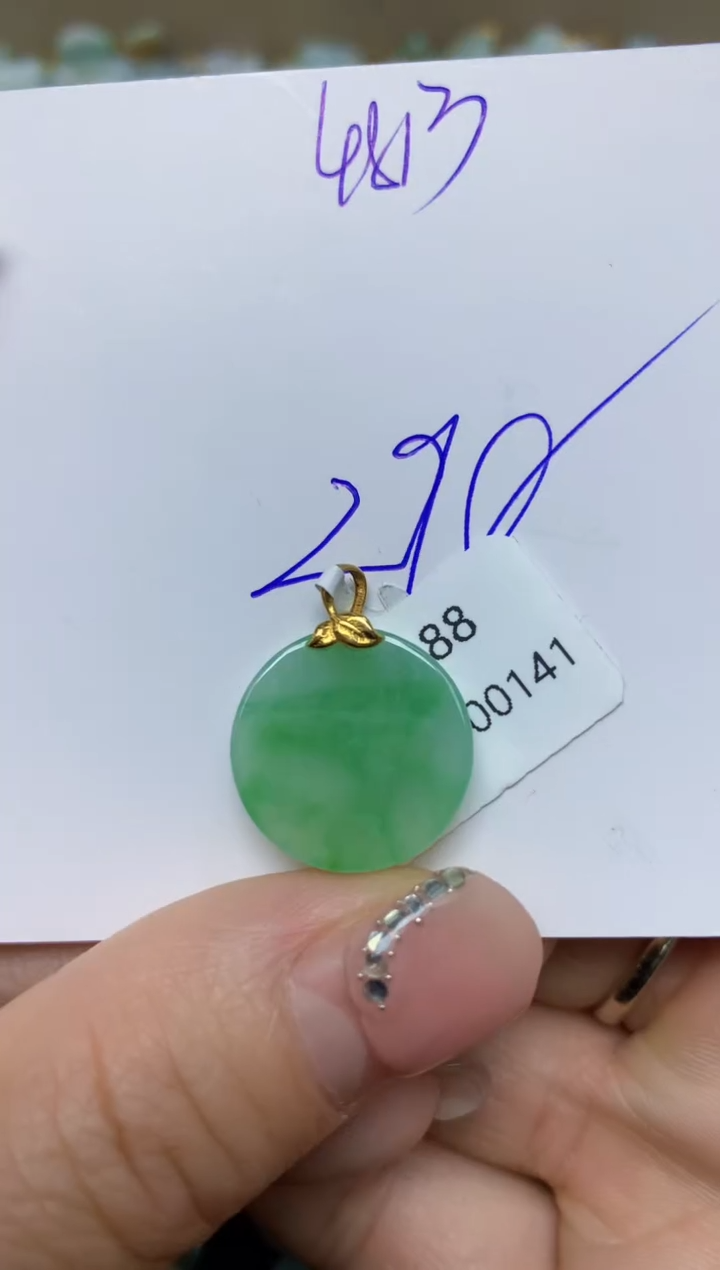 【闪购商品】翡翠挂件18K金镶嵌 天然翡翠A货