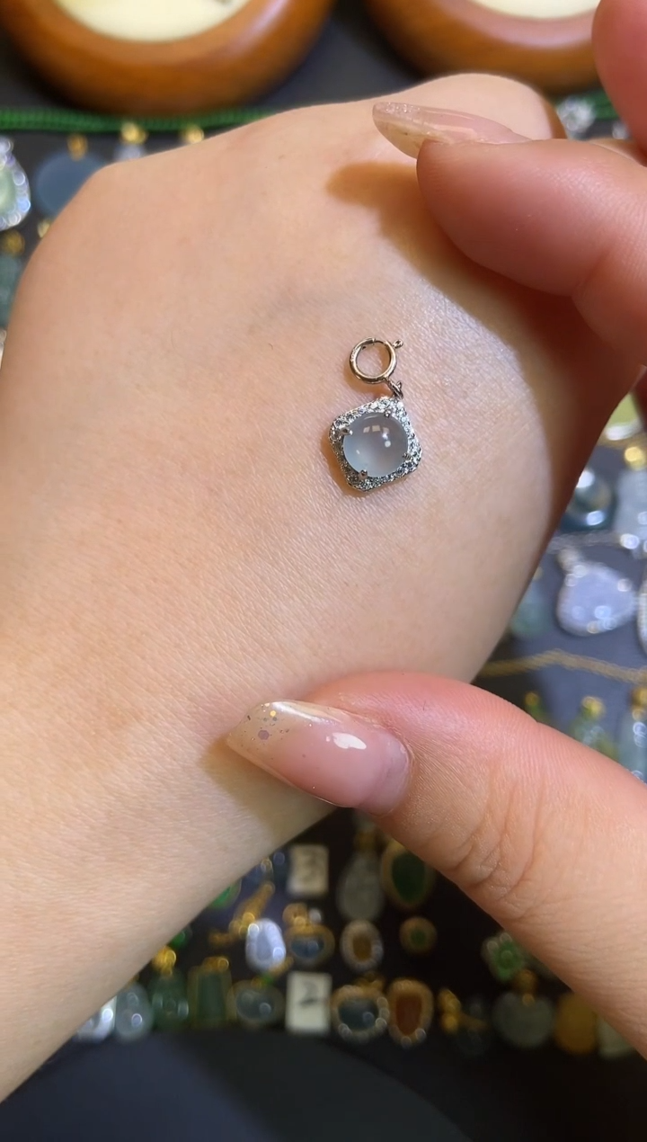 翡翠银S925镶嵌吊坠(不含链)1