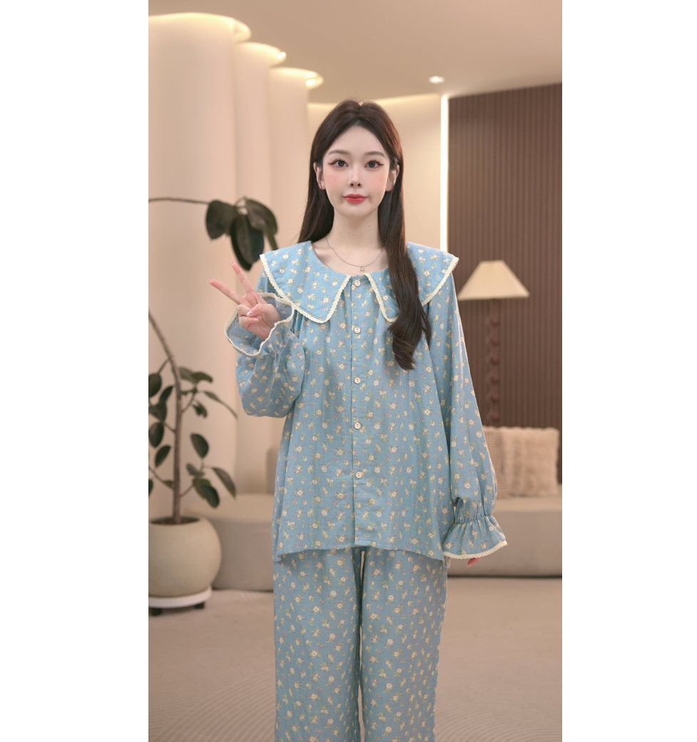 DM定制【蓝清风套装】设计款家居服套装