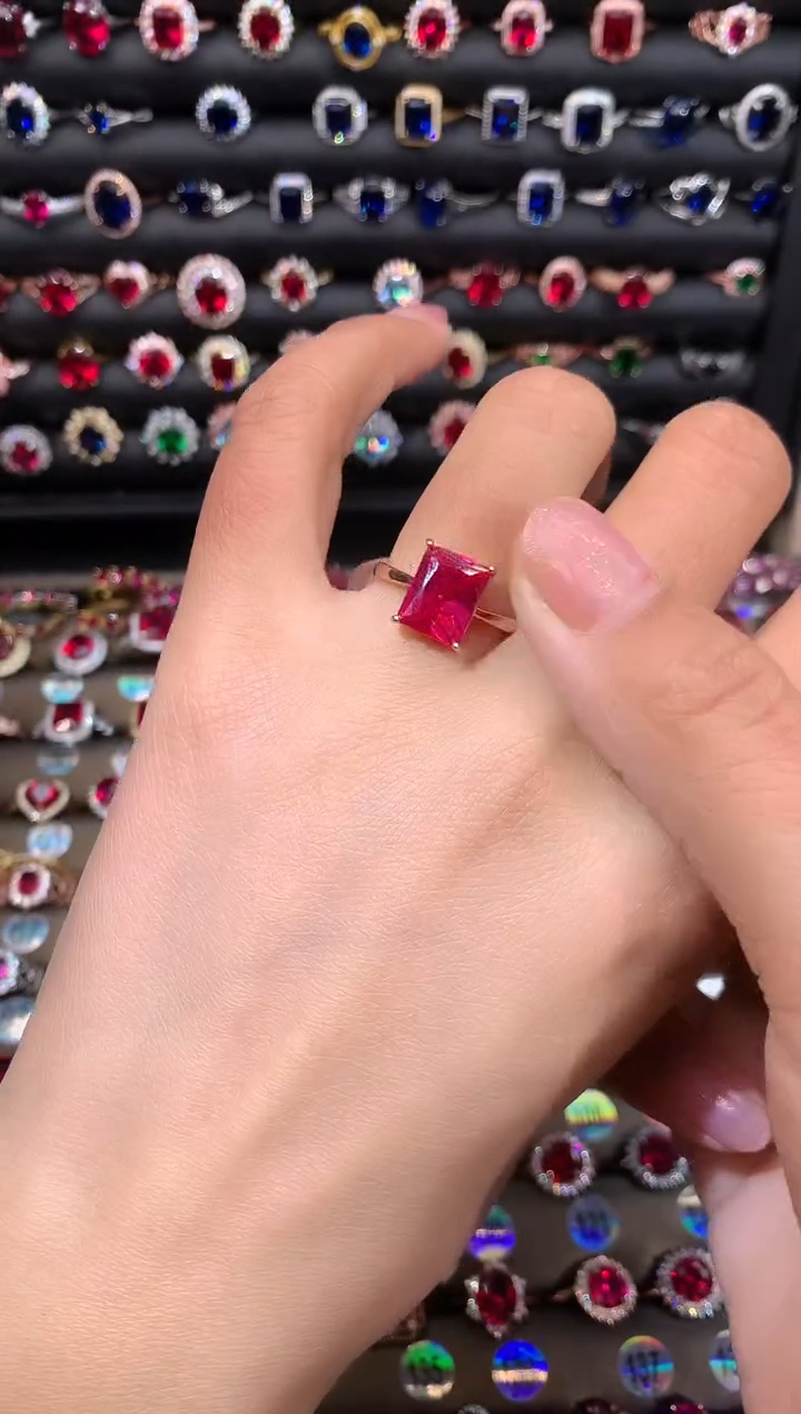 【闪购商品】红宝石戒指银S925镶嵌玫瑰金810