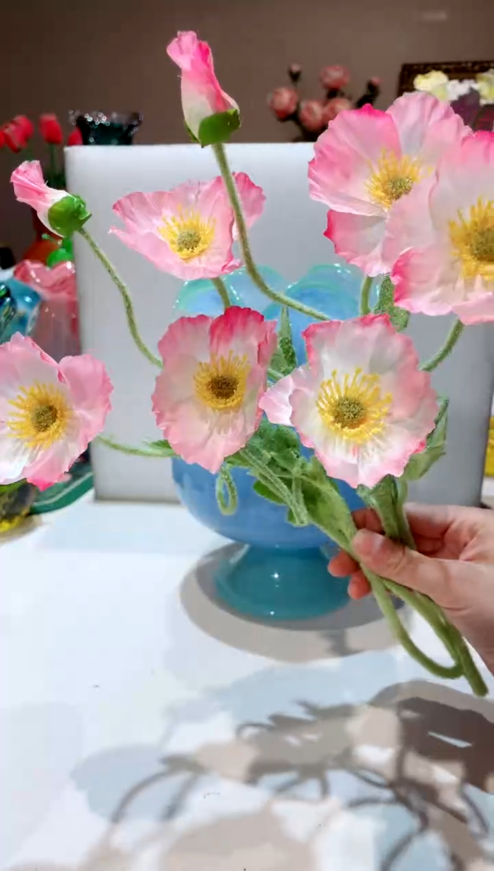 【闪购商品】琉璃手工艺品粉色花花2只