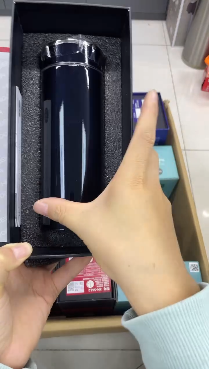 高硼硅玻璃无手柄款小熊保温杯瑕疵3515-420ml蓝