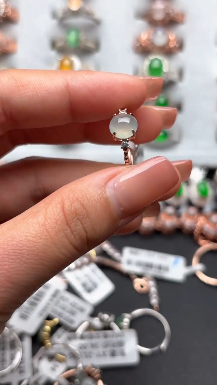 【闪购商品】翡翠戒指银S925镶嵌缅甸A货翡翠S925银镶嵌