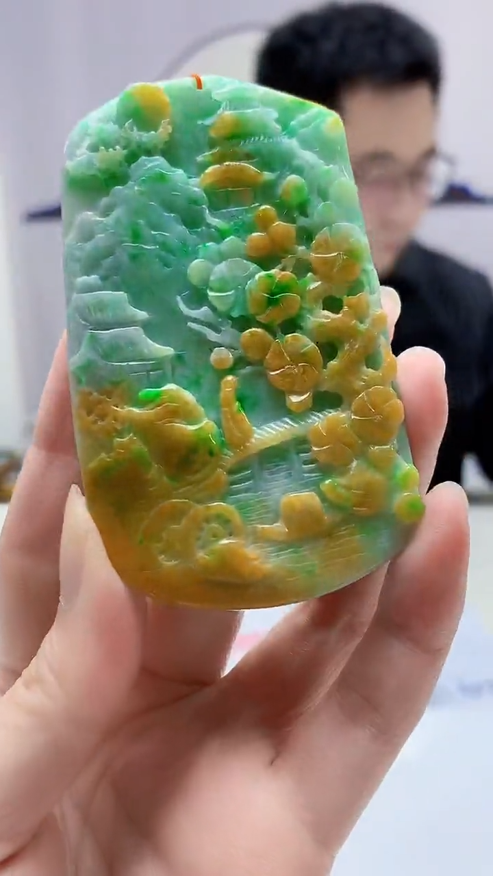 【闪购商品】定制翡翠未镶嵌5153zm-毛货挂件山水159