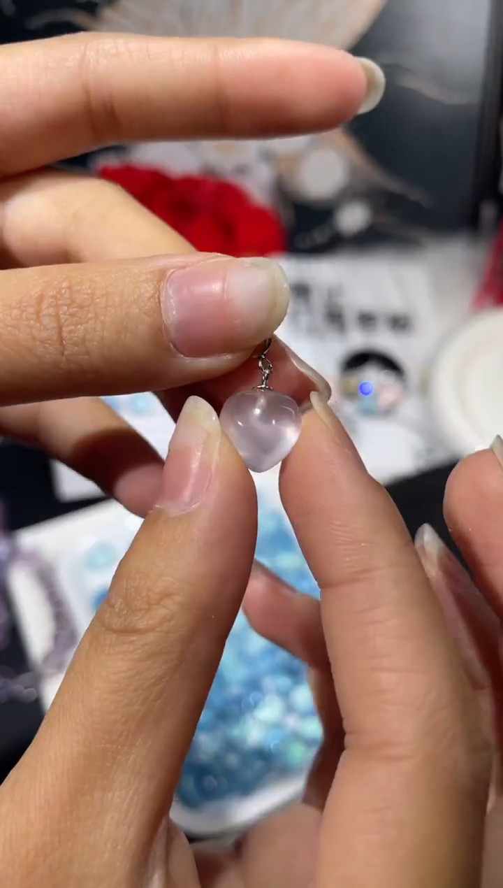 未镶嵌珠宝半成品水晶【Y10】镶嵌粉晶爱心多样性随1个