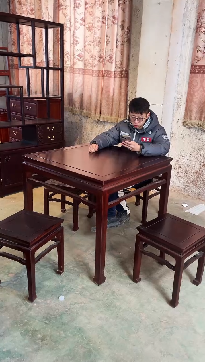 【闪购商品】黑酸枝木类成套家具方桌五件套