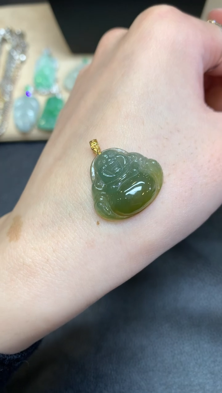 【闪购商品】翡翠颈饰18K金镶嵌佛公【无服务费】