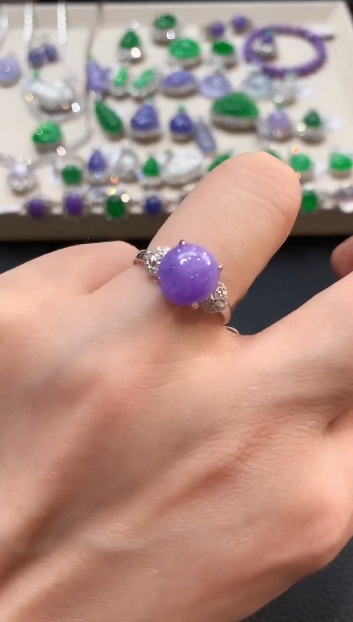 翡翠戒指18K金镶嵌m26有色差春日珠宝