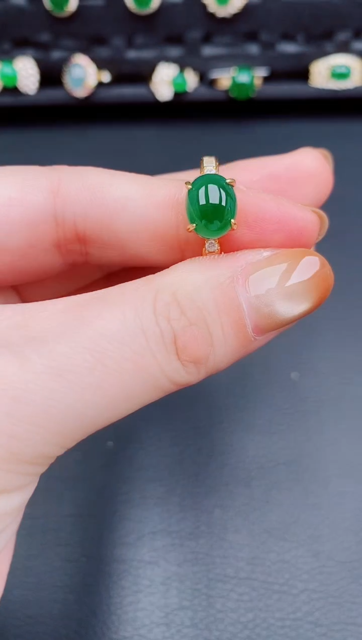 【闪购商品】翡翠戒指银S925镶嵌天然a货翡翠244