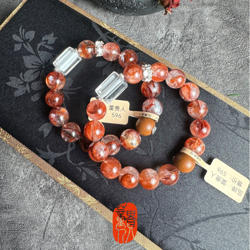 透体牛血红胶花手串 雪中春信合香珠 （多样发其一）