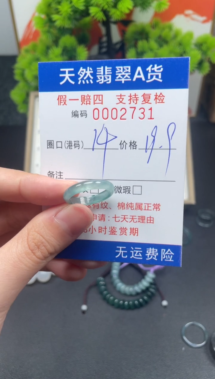 翡翠未镶嵌戒指14*2731--