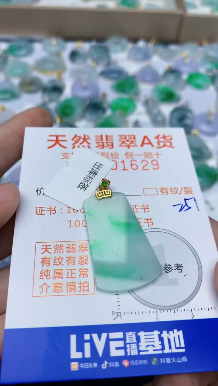 【闪购商品】翡翠颈饰18K金镶嵌天然翡翠A货   