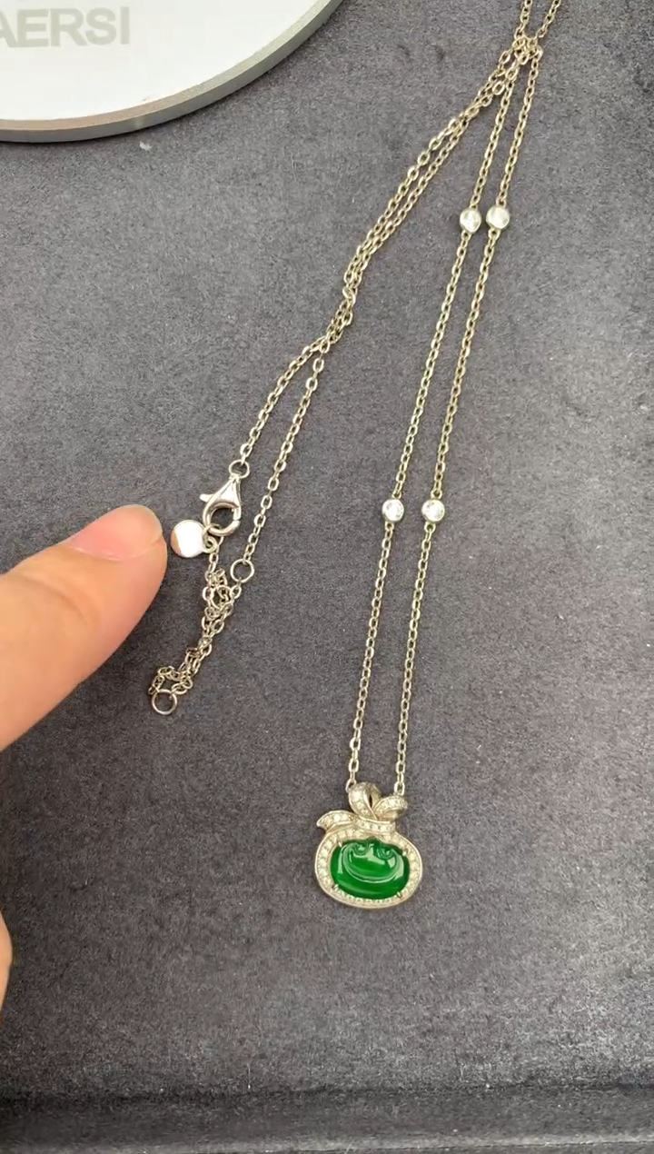 项链银S925镶嵌翡翠翡翠项链 GE 定制