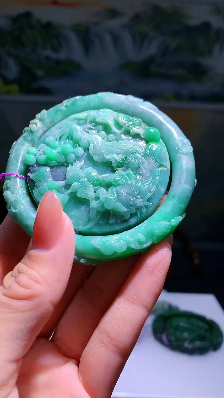 【闪购商品】定制翡翠未镶嵌1007hm-毛货套镯53